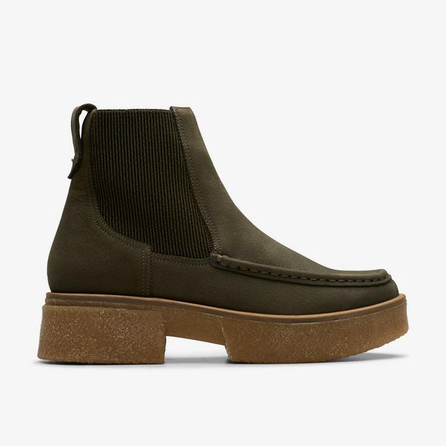 Clarks MUJERES Linoso Top en piel de nobuk verde oscuro Linoso Top