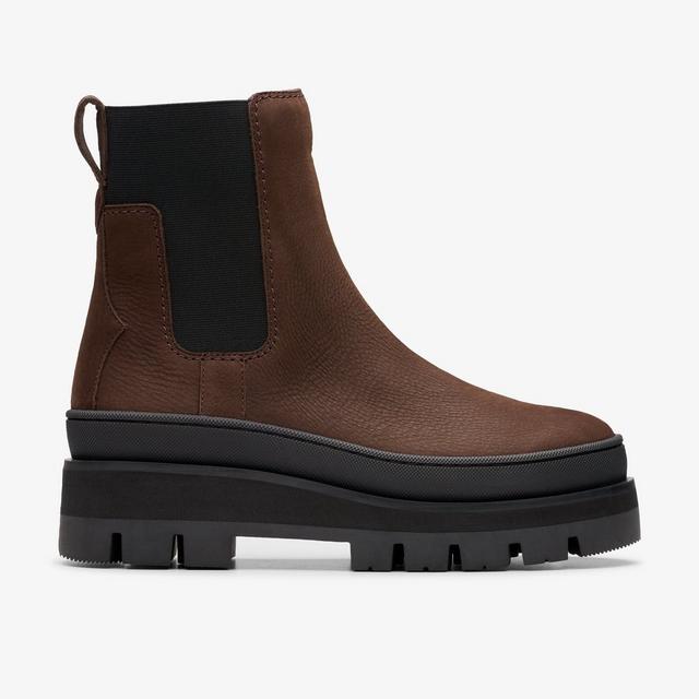 Clarks Orianna2 Top en piel de nobuk marrón oscuro Botas