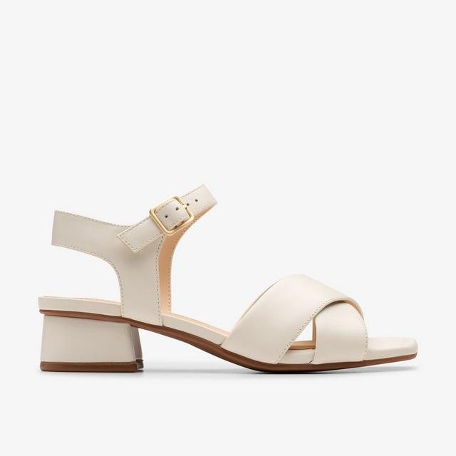 Clarks Sandalias De Tacón De Cuero Crema Para Mujer Serina35 Cross