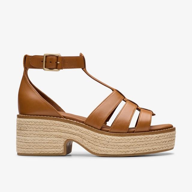 Clarks Sandalias de tiras de cuero marrón para mujer Coledale Sun