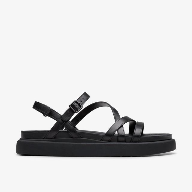 Clarks Sandalias De Tiras De Cuero Negro Para Mujer Aristella Rose