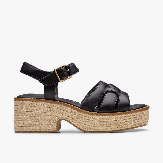 Clarks Sandalias de tiras de cuero negro para mujer Coledale Strap