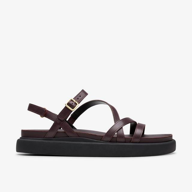 Clarks Sandalias de tiras de cuero vino para mujer Aristella Rose