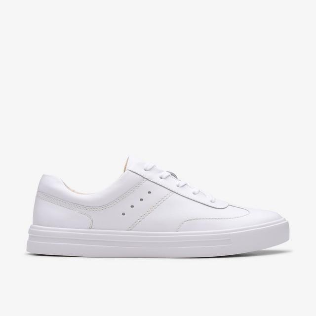 Clarks Zapatillas De Cuero Blanco Para Mujer Makea Court