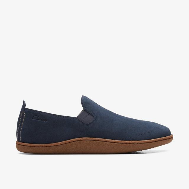 Clarks Zapatillas Home Mocc para hombre de ante azul marino