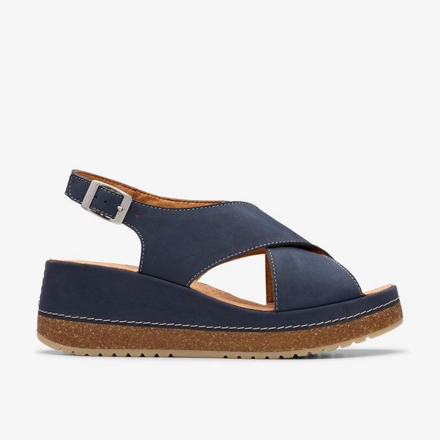 Clarks Zapatos de cuña de nobuk azul marino para mujer Kassanda Step