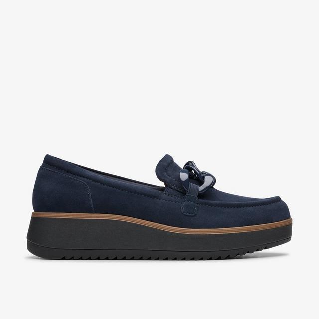 Clarks Zapatos de mujer Zylah May de ante azul marino