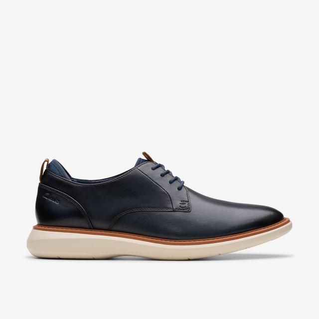 Clarks Zapatos Derby De Cuero Azul Marino Para Hombre Brantin Plain