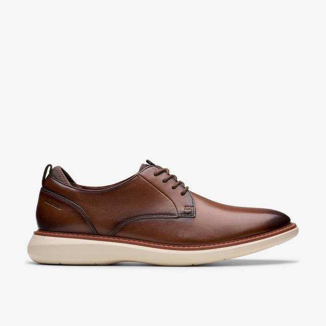 Clarks Zapatos Derby de cuero marrón oscuro para hombre Brantin Plain