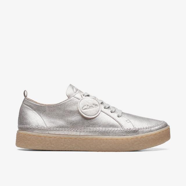 Clarks Zapatos Derby Plateados Metálicos Para Mujer Barleigh Lace