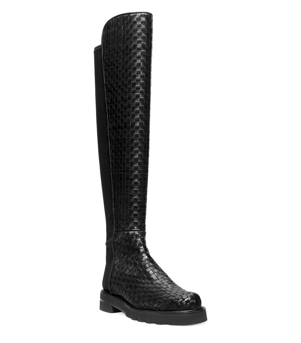 Stuart Weitzman 5050 LIFT WOVEN BOOT En NEGRO De Mujer | Stuart Weitzman®