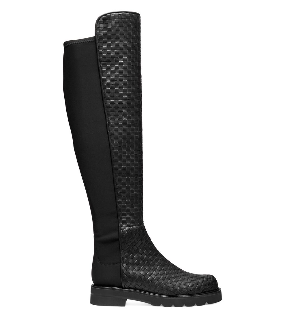 Stuart Weitzman 5050 LIFT WOVEN BOOT en NEGRO de Mujer | Stuart Weitzman®