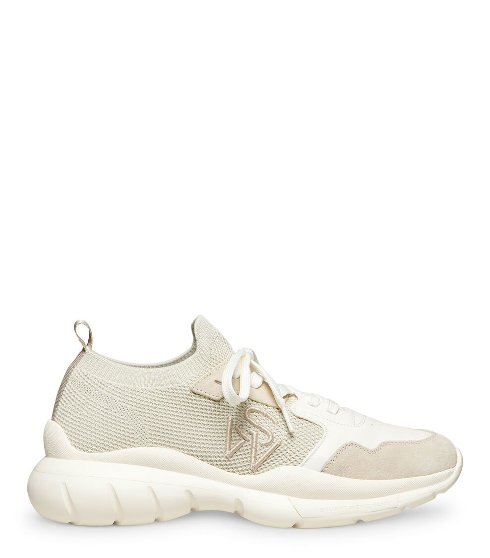 Stuart Weitzman 5050 SNEAKER en BEIGE CLARO/BLANCO HUESO de Mujer | Stuart Weitzman®