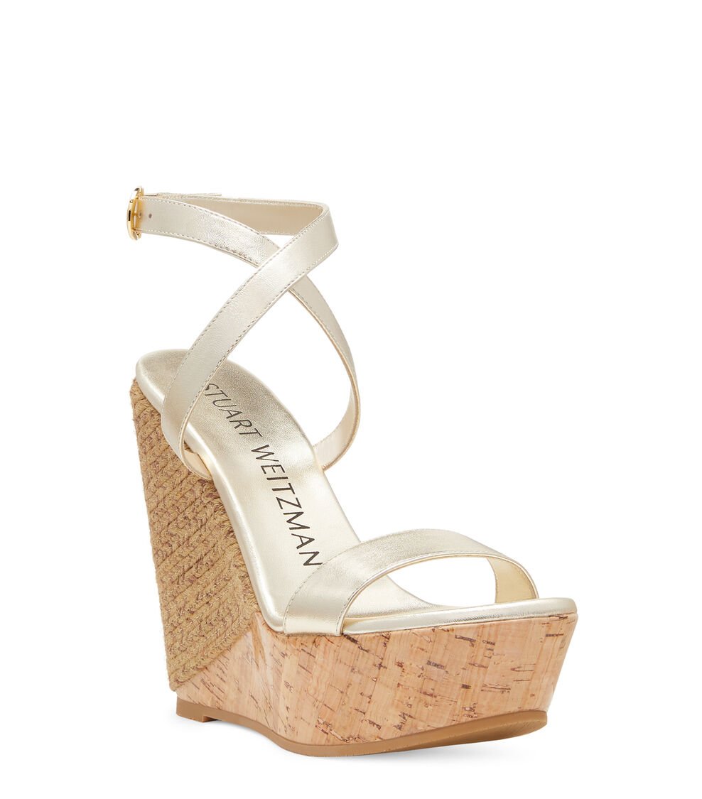 Stuart Weitzman 5050 WEDGE SANDAL En PLATEADO De Mujer | Stuart Weitzman®