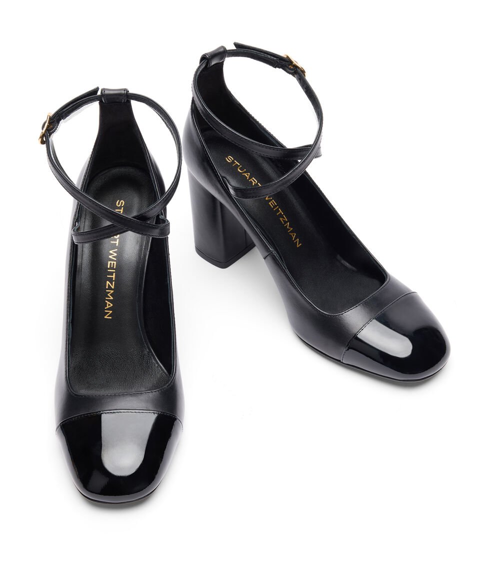 Stuart Weitzman EDEN 85 STRAP PUMP En NEGRO De Mujer | Stuart Weitzman®
