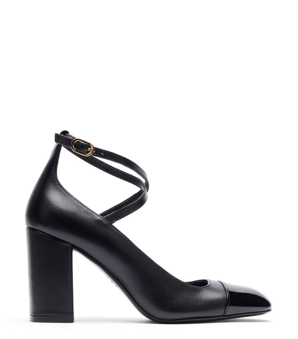 Stuart Weitzman EDEN 85 STRAP PUMP en NEGRO de Mujer | Stuart Weitzman®