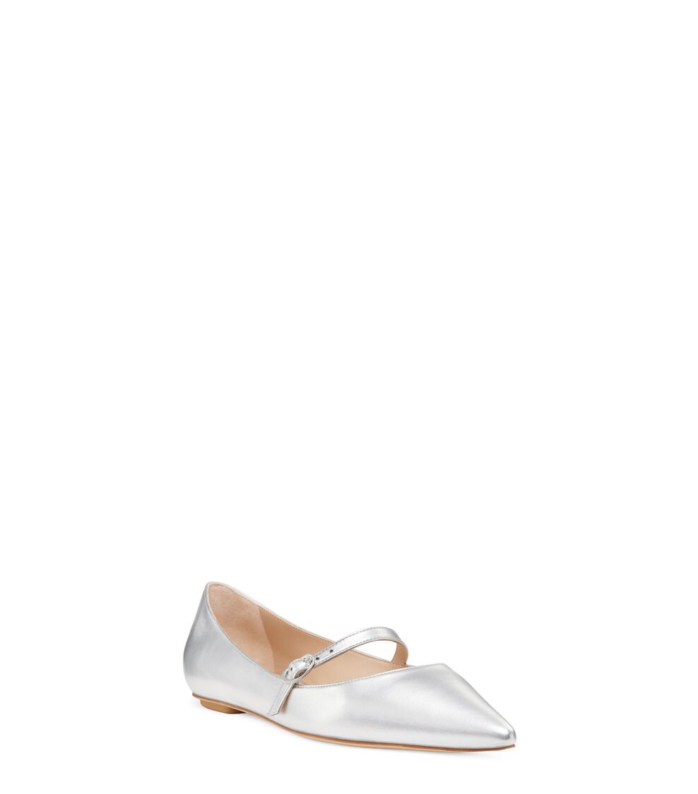 Stuart Weitzman EMILIA MARY JANE FLAT En PLATA De Mujer | Stuart Weitzman®