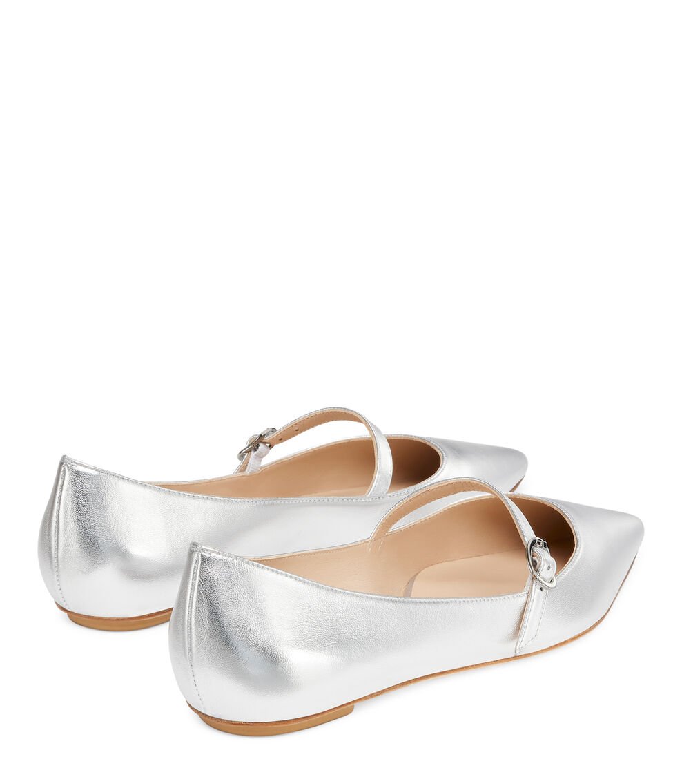 Stuart Weitzman EMILIA MARY JANE FLAT En PLATA De Mujer | Stuart Weitzman®