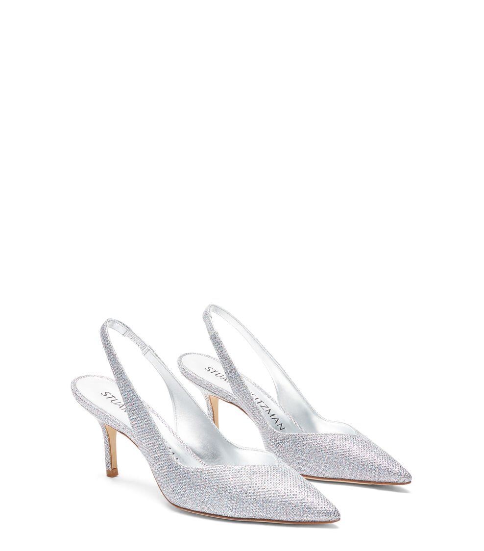 Stuart Weitzman EVA 75 SLINGBACK En PLATA De Mujer | Stuart Weitzman®