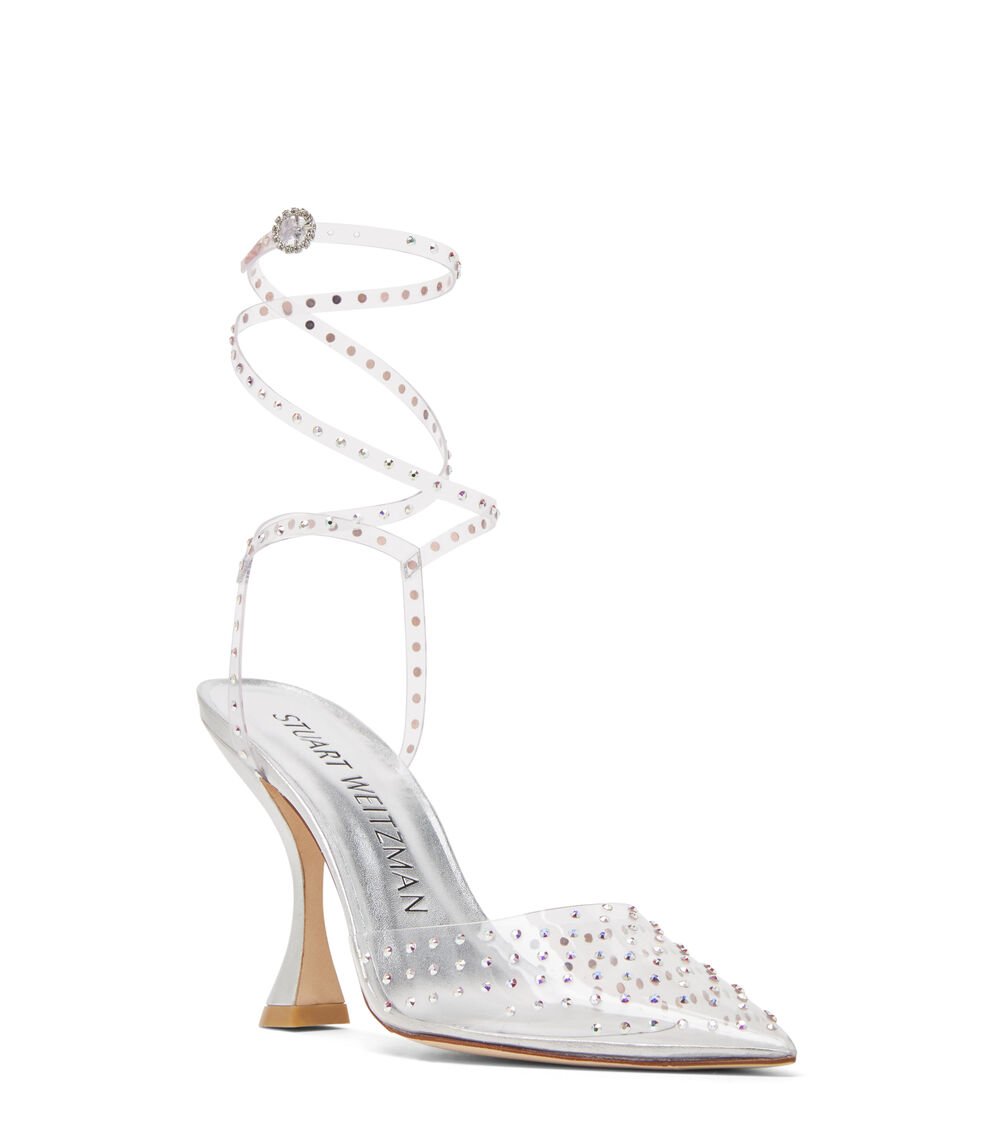 Stuart Weitzman GLAM XCURVE 100 WRAP PUMP En PLATEADO De Mujer | Stuart Weitzman®