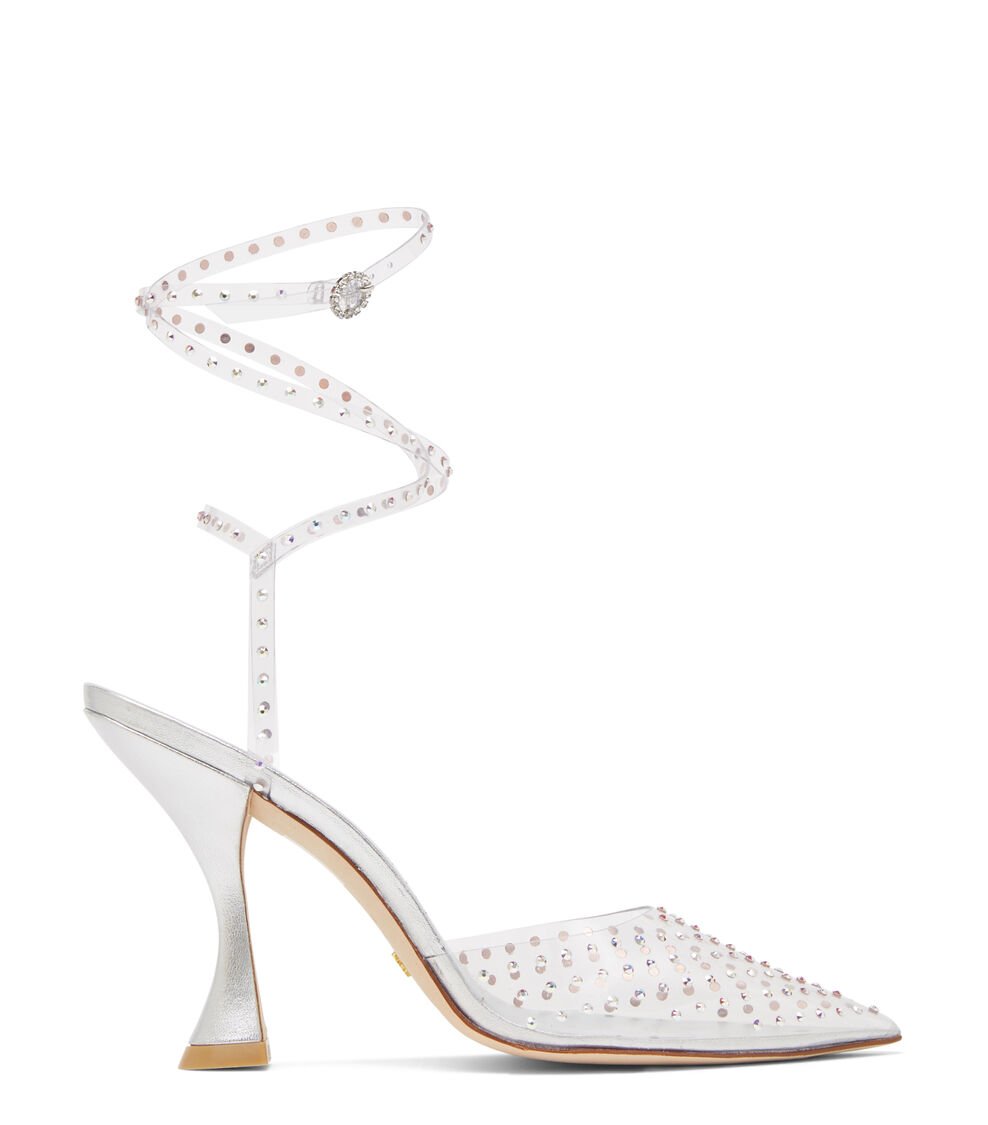 Stuart Weitzman GLAM XCURVE 100 WRAP PUMP en PLATEADO de Mujer | Stuart Weitzman®
