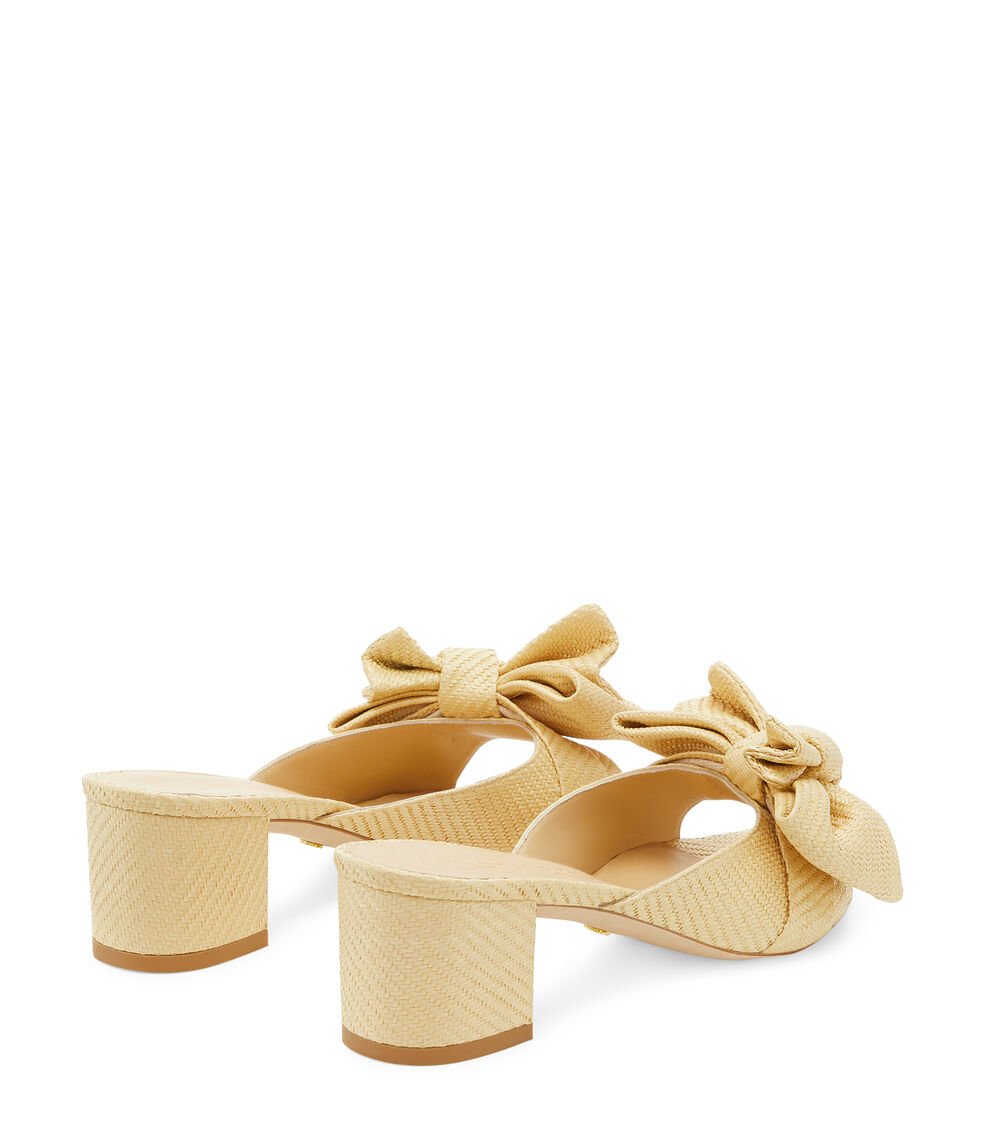 Stuart Weitzman LOVEKNOT 50 BLOCK SLIDE En TRIGO De Mujer | Stuart Weitzman®