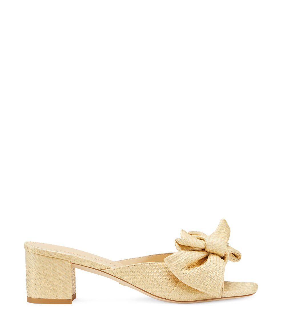 Stuart Weitzman LOVEKNOT 50 BLOCK SLIDE en TRIGO de Mujer | Stuart Weitzman®