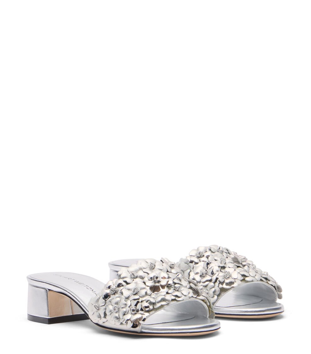 Stuart Weitzman MEADOW 35 SLIDE En PLATA De Mujer | Stuart Weitzman®