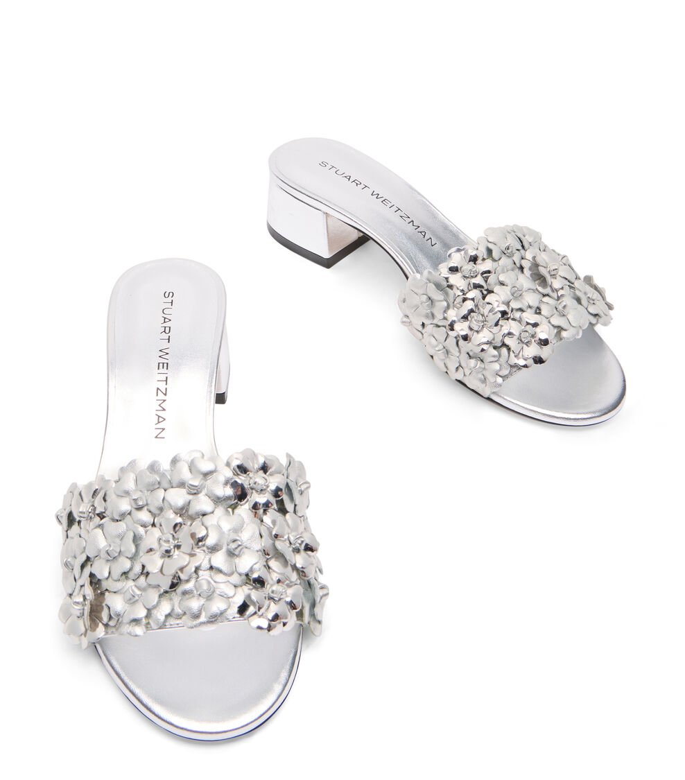 Stuart Weitzman MEADOW 35 SLIDE En PLATA De Mujer | Stuart Weitzman®