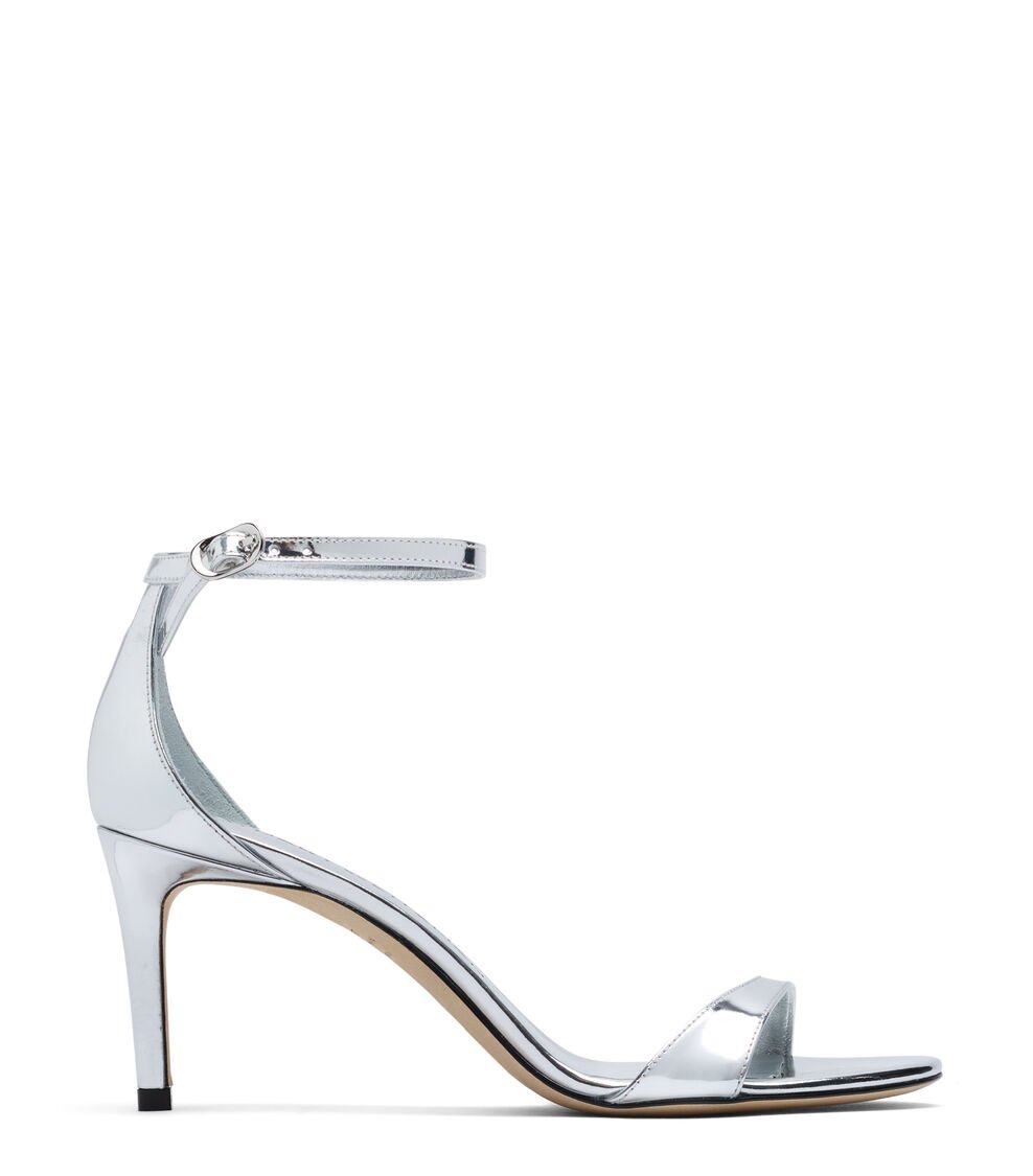 Stuart Weitzman NUDIST II SANDAL 75 en PLATA de Mujer | Stuart Weitzman®