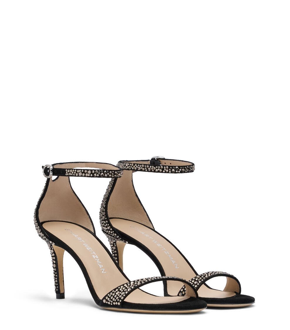 Stuart Weitzman NUDIST SHINE 75 SANDAL En JET HEMATITE/NEGRO De Mujer | Stuart Weitzman®