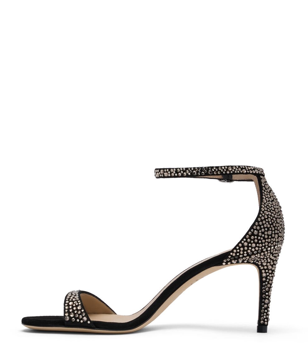 Stuart Weitzman NUDIST SHINE 75 SANDAL En JET HEMATITE/NEGRO De Mujer | Stuart Weitzman®