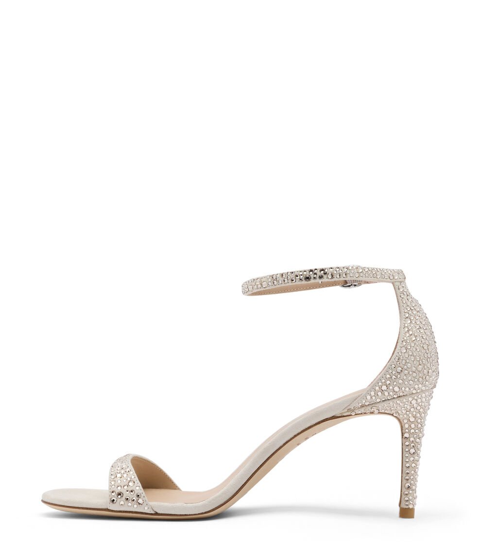 Stuart Weitzman NUDIST SHINE 75 SANDAL En SEDA LIGERA/LINO De Mujer | Stuart Weitzman®