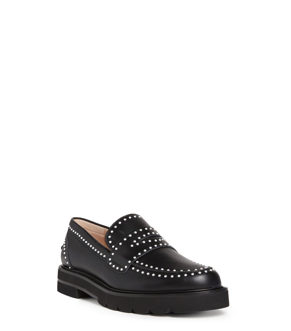 Stuart Weitzman PARKER LIFT MINI PEARL LOAFER En NEGRO De Mujer | Stuart Weitzman®