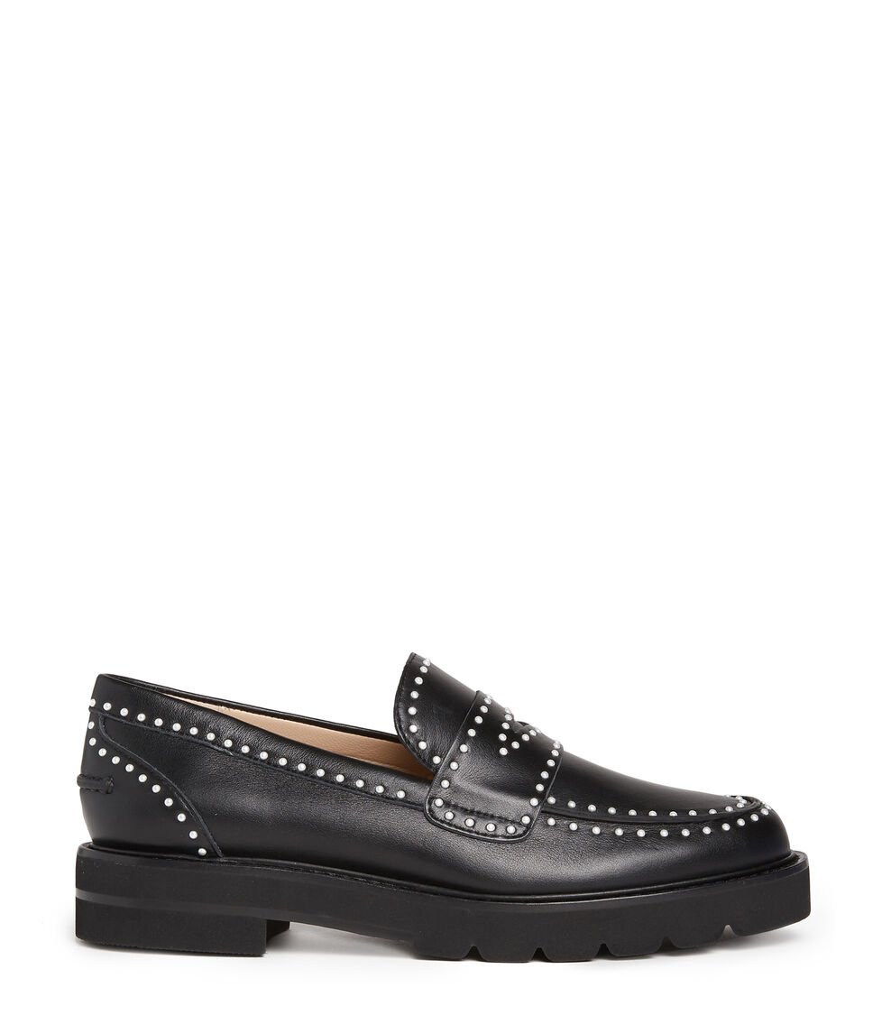Stuart Weitzman PARKER LIFT MINI PEARL LOAFER en NEGRO de Mujer | Stuart Weitzman®