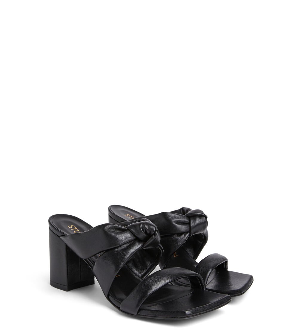 Stuart Weitzman PLAYA 75 KNOT BLOCK SLIDE En NEGRO De Mujer | Stuart Weitzman®