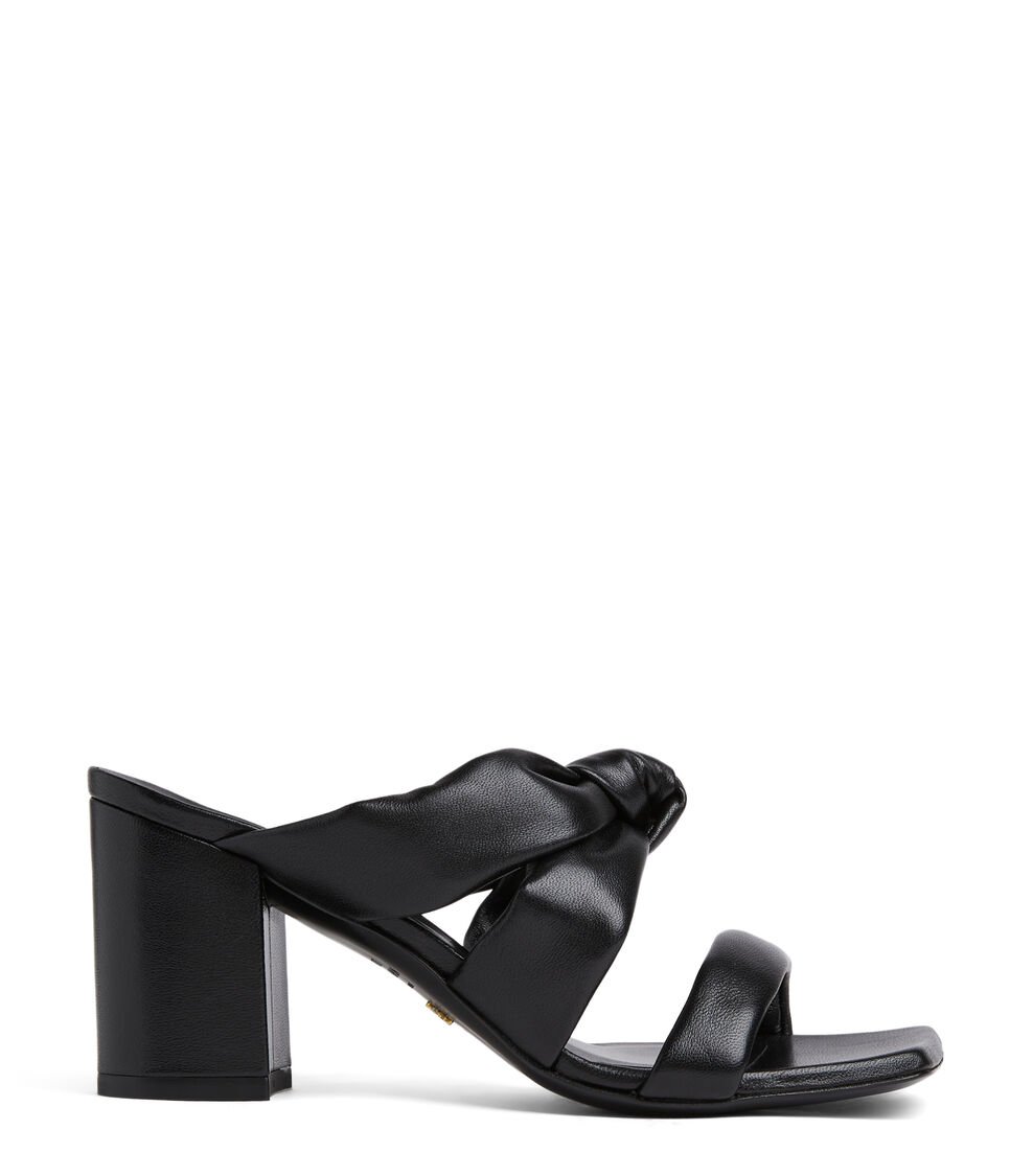 Stuart Weitzman PLAYA 75 KNOT BLOCK SLIDE en NEGRO de Mujer | Stuart Weitzman®