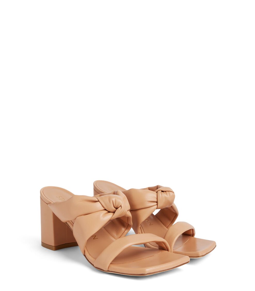 Stuart Weitzman PLAYA 75 KNOT BLOCK SLIDE En ROJIZO De Mujer | Stuart Weitzman®