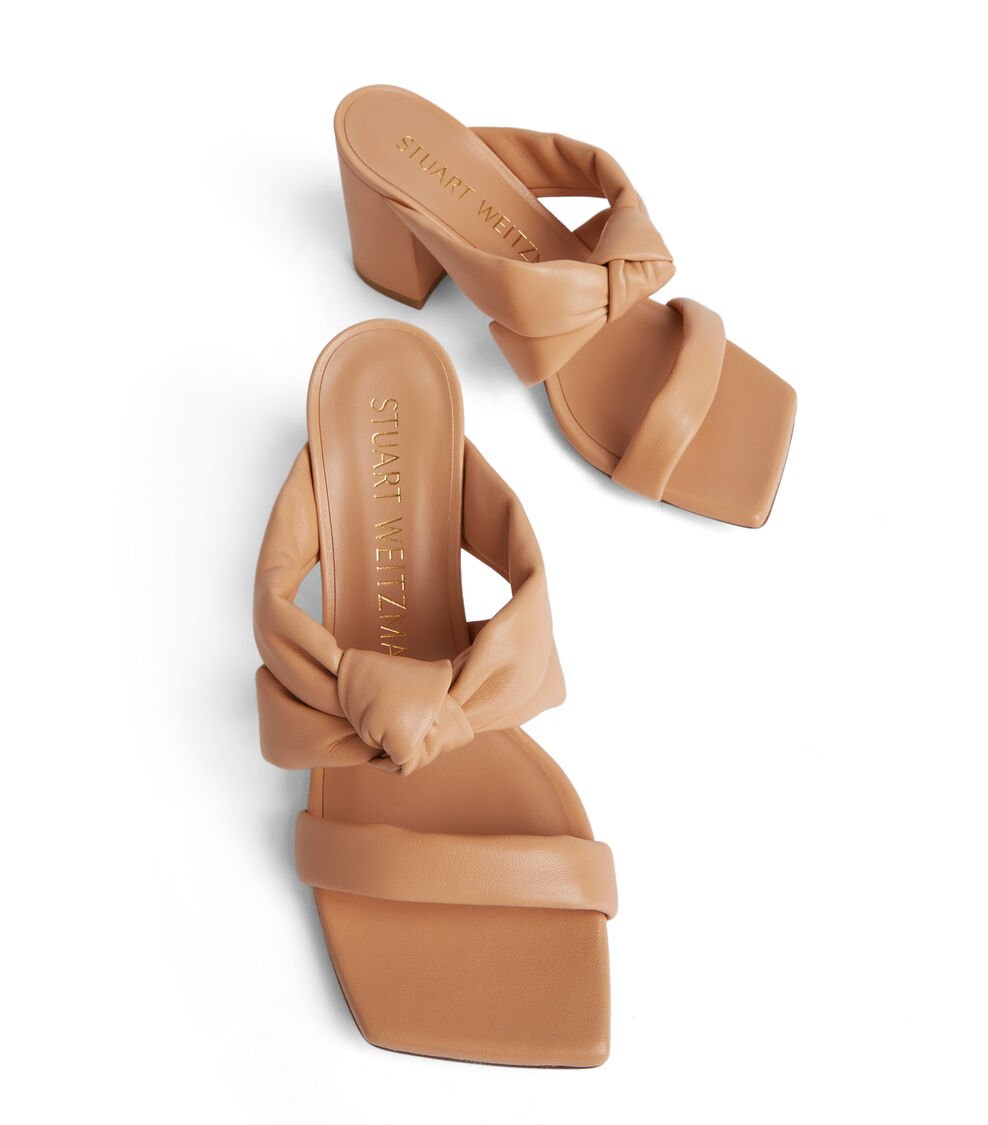 Stuart Weitzman PLAYA 75 KNOT BLOCK SLIDE En ROJIZO De Mujer | Stuart Weitzman®