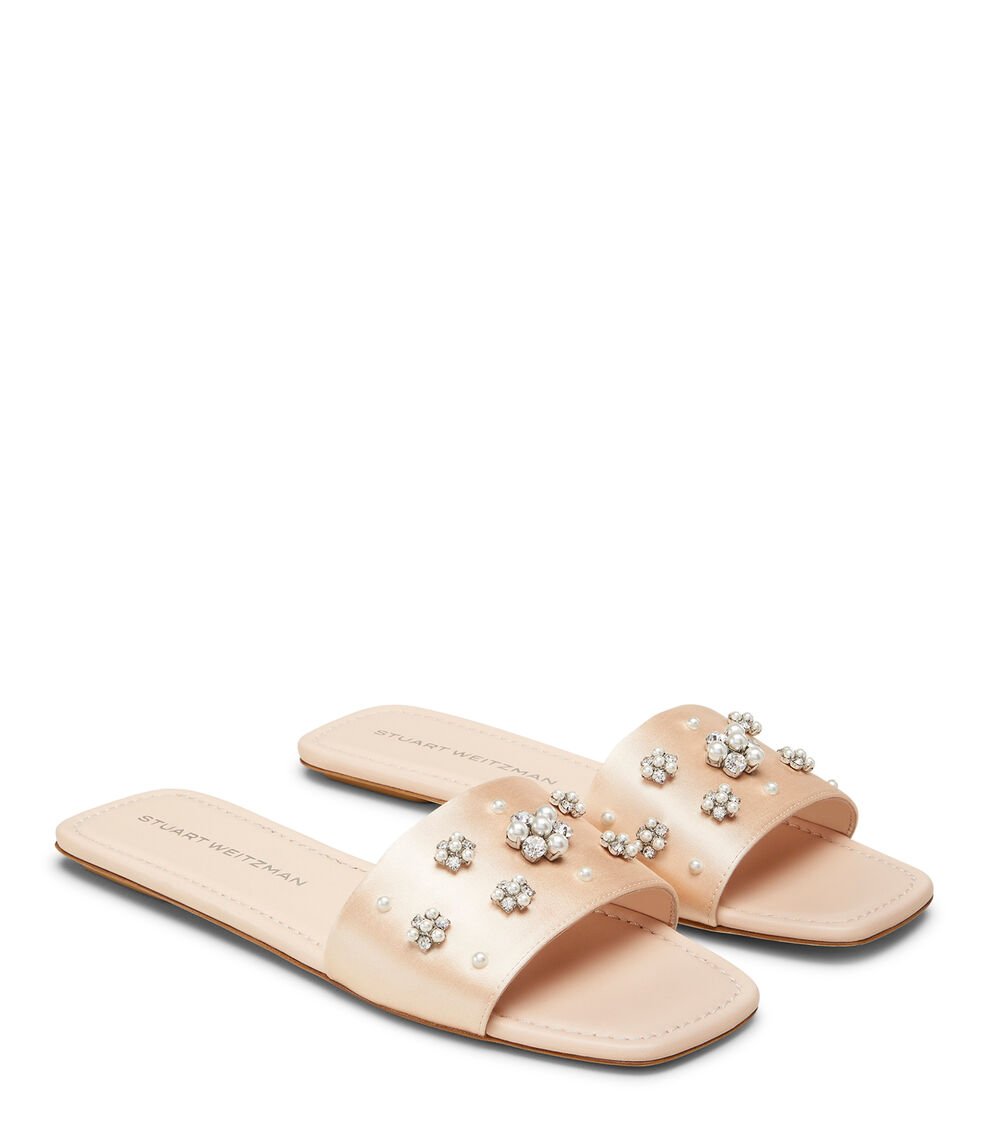 Stuart Weitzman POPPY FLAT SLIDE En BLUSH/CLARO/NATURAL De Mujer | Stuart Weitzman®