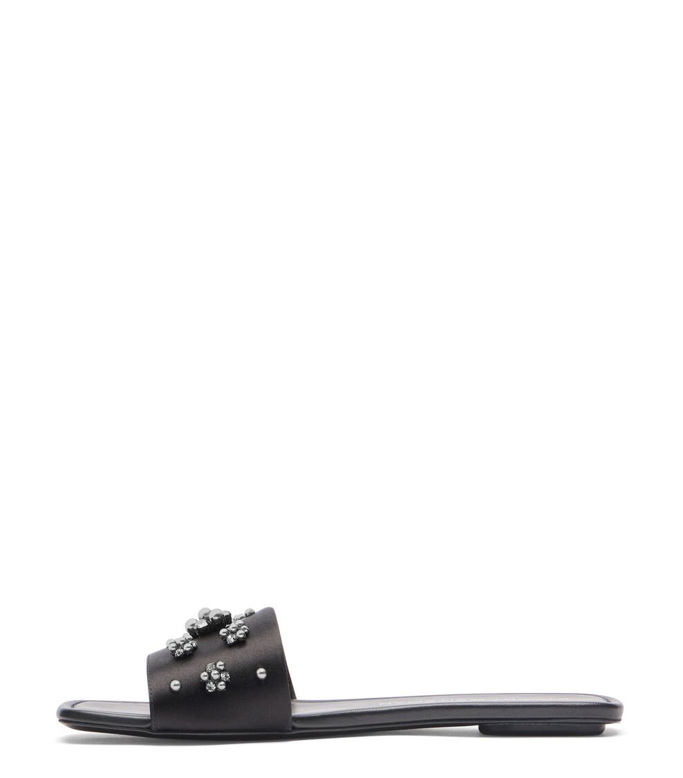 Stuart Weitzman POPPY FLAT SLIDE En NEGRO/SOMBRA PLATEADA/GRIS De Mujer | Stuart Weitzman®