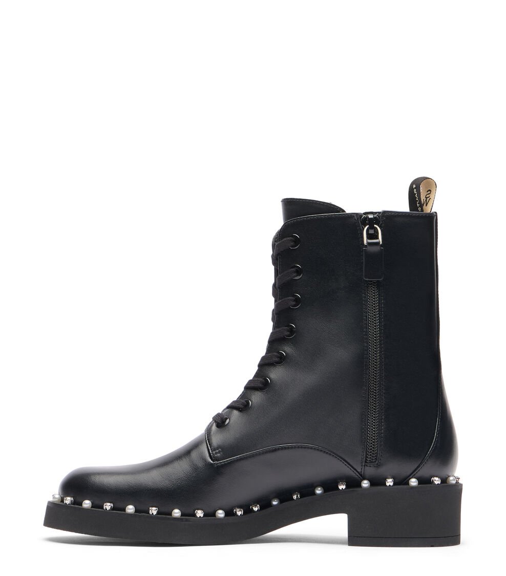 Stuart Weitzman REVERIE LACE-UP BOOTIE En NEGRO De Mujer | Stuart Weitzman®