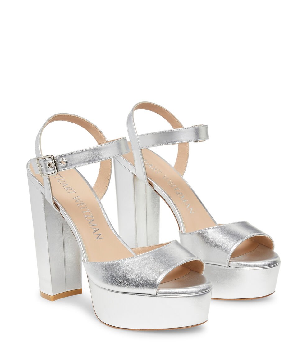Stuart Weitzman RYDER 95 PLATFORM SANDAL En PLATA De Mujer | Stuart Weitzman®