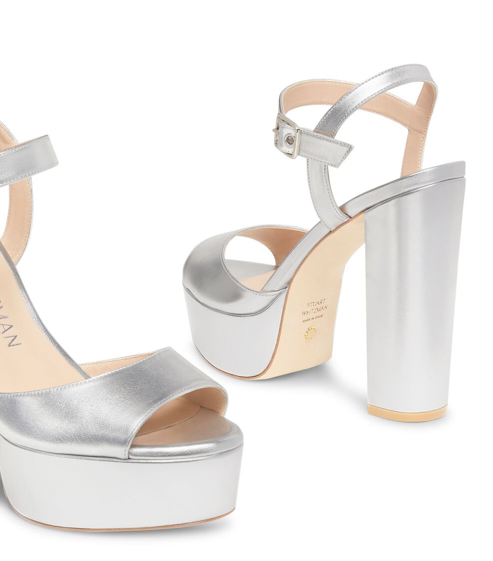 Stuart Weitzman RYDER 95 PLATFORM SANDAL En PLATA De Mujer | Stuart Weitzman®