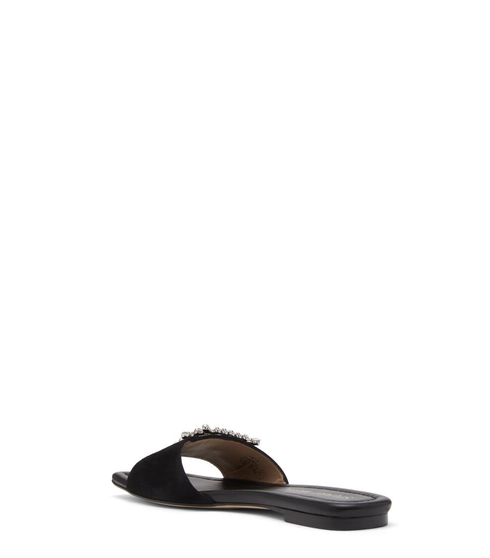 Stuart Weitzman SHINE BUCKLE SLIDE SANDAL En NEGRO De Mujer | Stuart Weitzman®