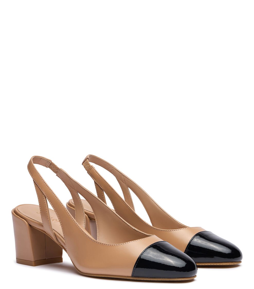 Stuart Weitzman SLEEK 50 SLINGBACK En ADOBE/NEGRO De Mujer | Stuart Weitzman®