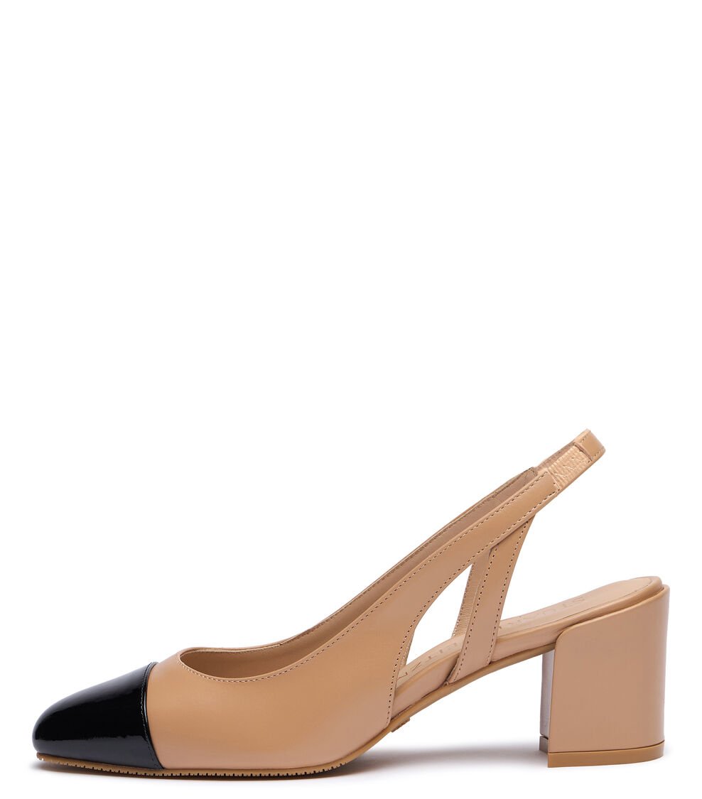 Stuart Weitzman SLEEK 50 SLINGBACK En ADOBE/NEGRO De Mujer | Stuart Weitzman®