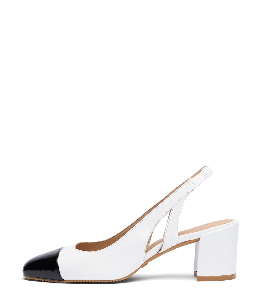 Stuart Weitzman SLEEK 50 SLINGBACK En BLANCO/NEGRO De Mujer | Stuart Weitzman®