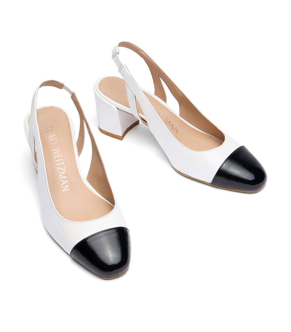Stuart Weitzman SLEEK 50 SLINGBACK En BLANCO/NEGRO De Mujer | Stuart Weitzman®