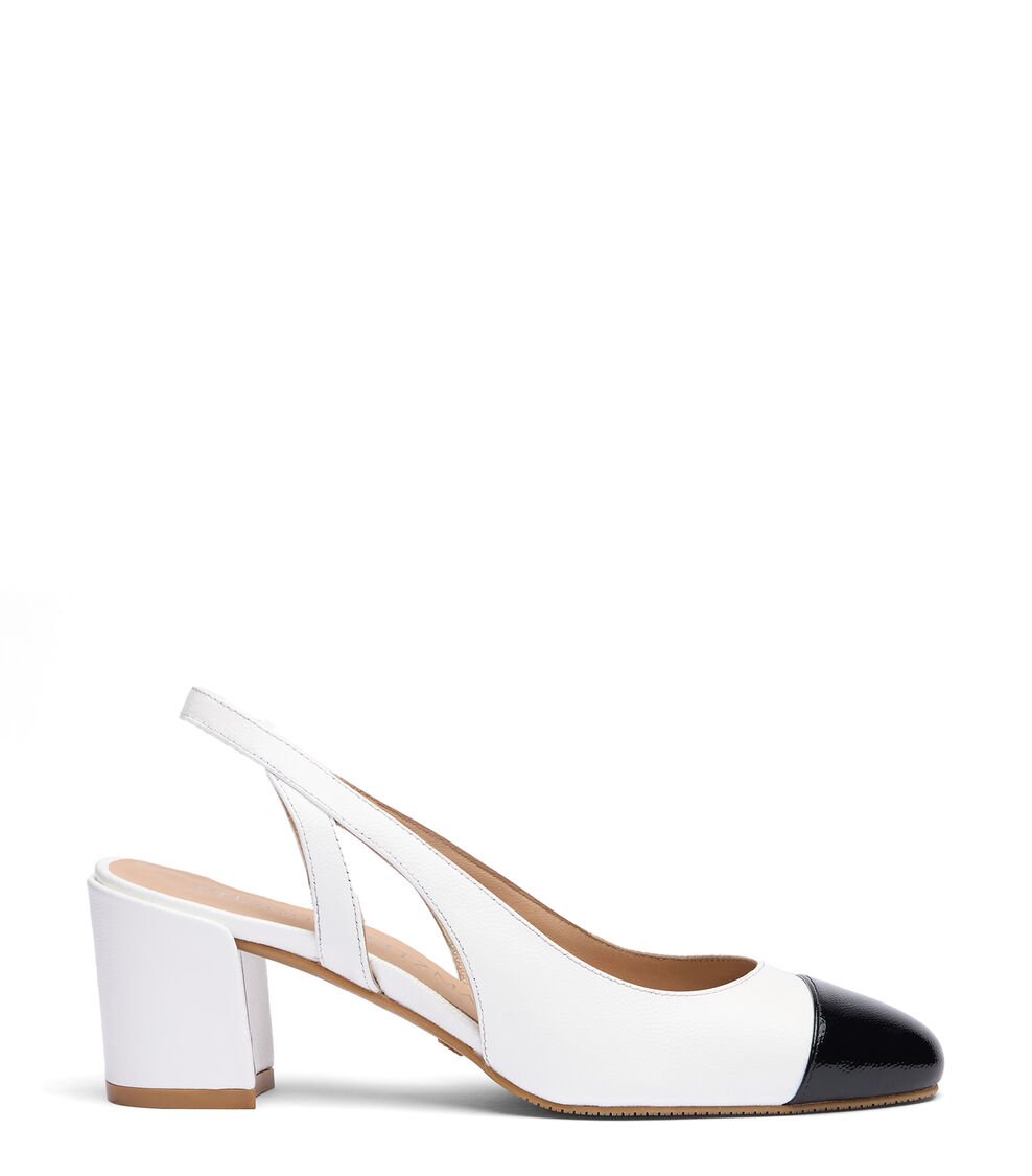Stuart Weitzman SLEEK 50 SLINGBACK en BLANCO/NEGRO de Mujer | Stuart Weitzman®